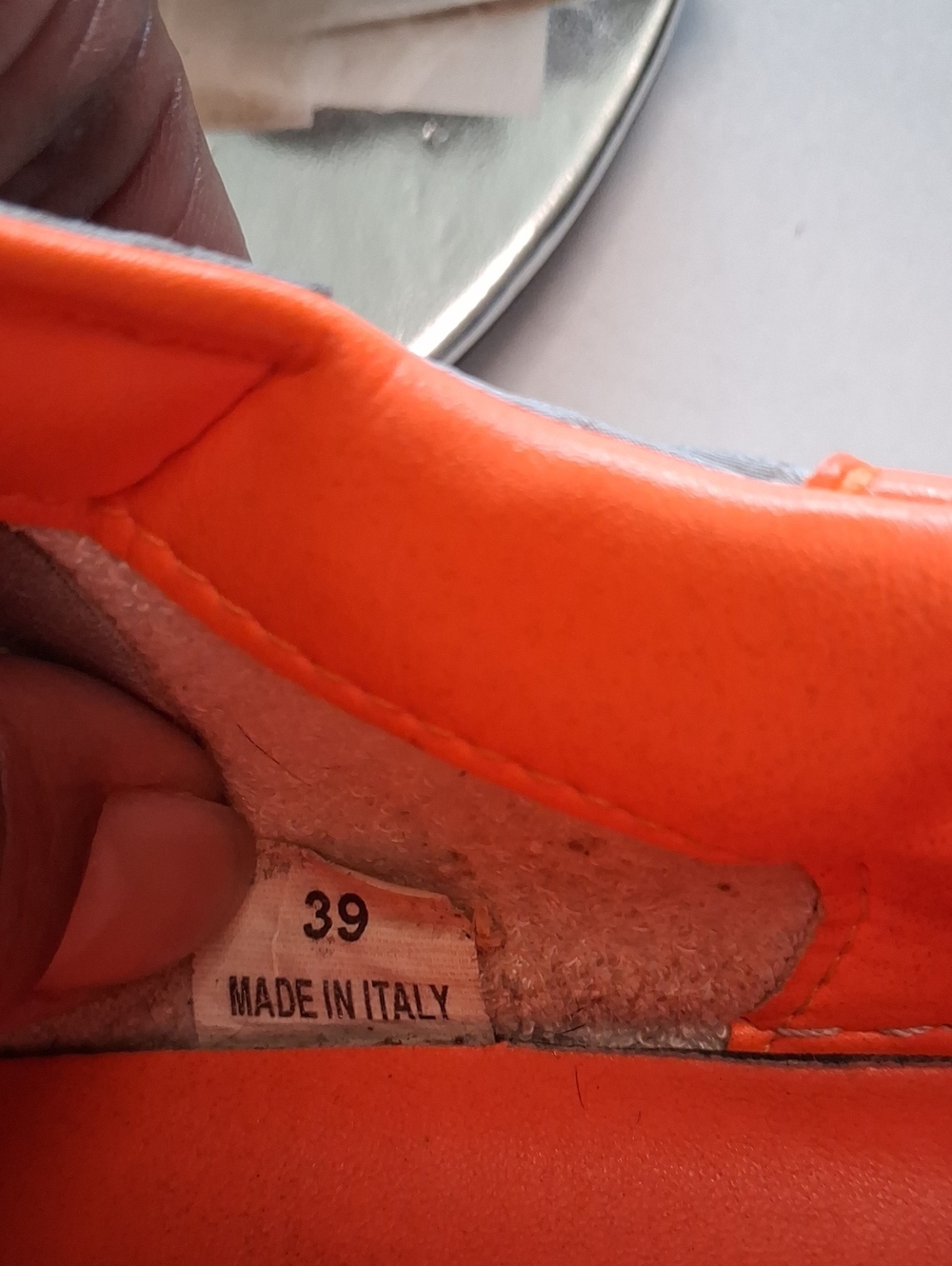 Stella McCartney Light Gray Sneakers with Bright Orange Interior - Picture 9 of 9